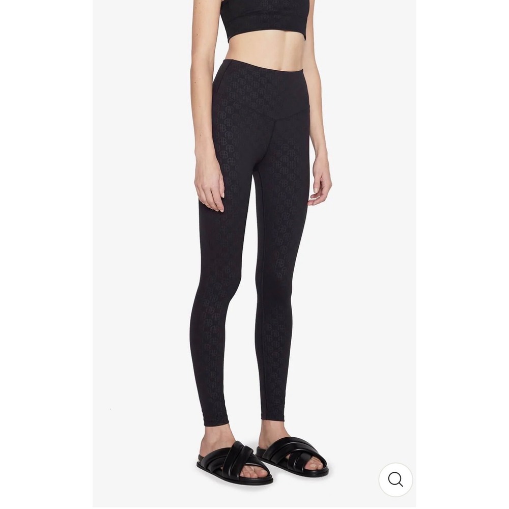 Anine Bing Sport Blake Monogram Leggings Black XS High Waisted S-03-9116-001